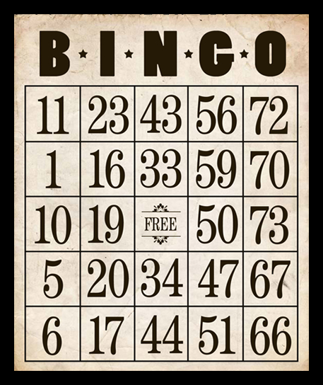 Lettered Bingo Card